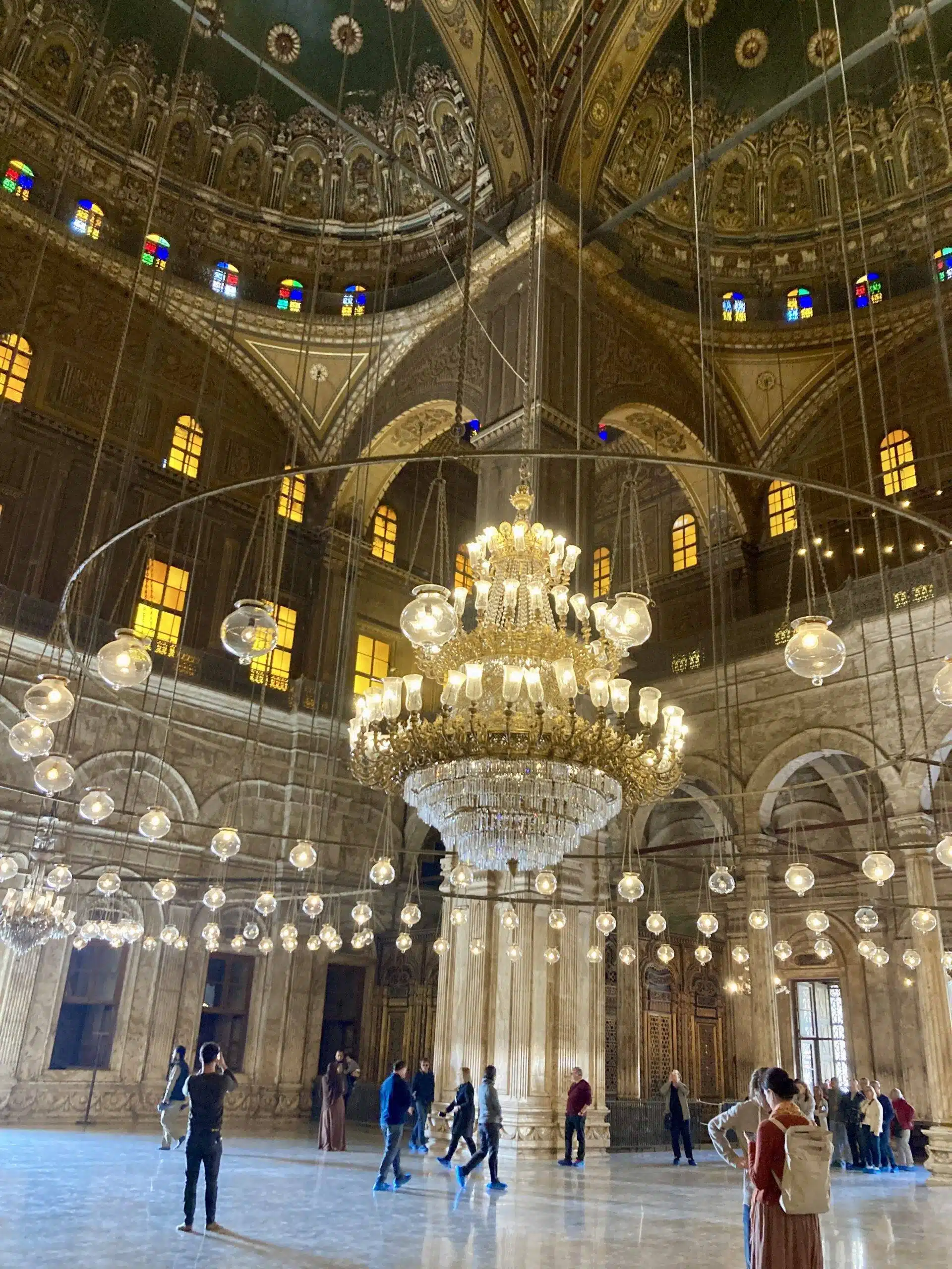 The architecture of the Great Mosque of Muhammad Ali Pasha in Cairo, Egypt