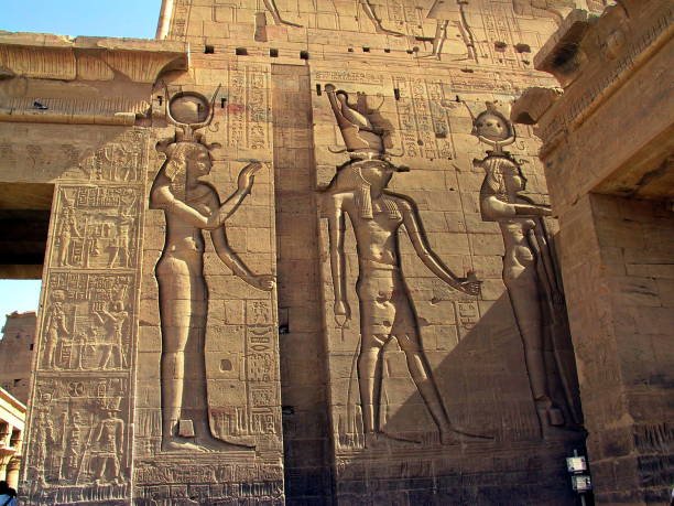Aswan, Egypt. Relief at Isis Temple. The left Lady seems to be